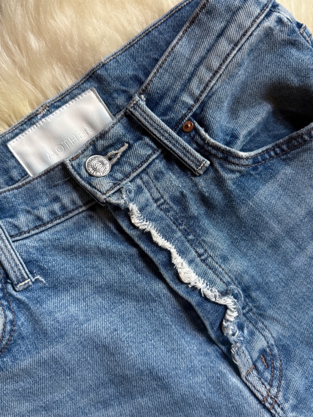 MOTHER Light Blue Wide Leg Jeans - Picture 2 of 5